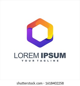 awesome hexagon gradient logo design