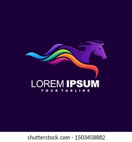 awesome horse gradient logo design