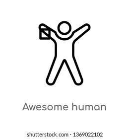 awesome human vector line icon. Simple element illustration. awesome human outline icon from feelings concept. Can be used for web and mobile