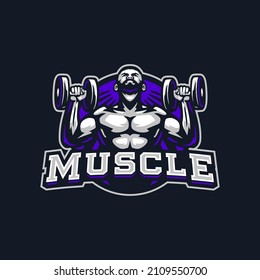 awesome illustration muscle logo design