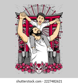 awesome japanese illustration theme for tshirt design