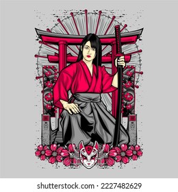 awesome japanese illustration theme for tshirt design