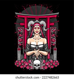 awesome japanese illustration theme for tshirt design