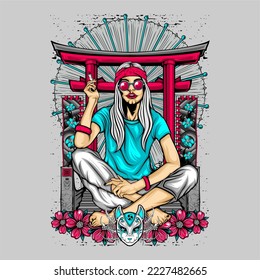 awesome japanese illustration theme for tshirt design
