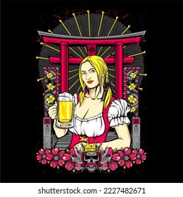 awesome japanese illustration theme for tshirt design