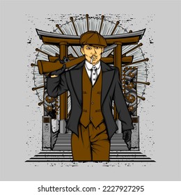 awesome japanese illustration theme for tshirt design