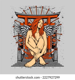 awesome japanese illustration theme for tshirt design