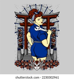 awesome japanese illustration for tshirt design