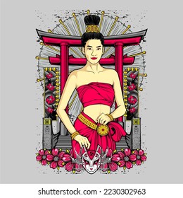 awesome japanese illustration for tshirt design