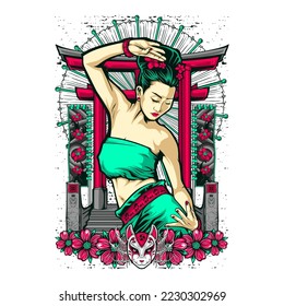 awesome japanese illustration for tshirt design