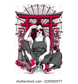 awesome japanese illustration for tshirt design