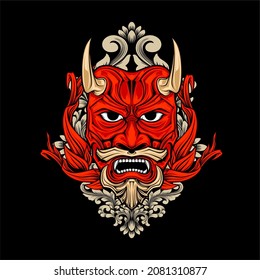 awesome japanese oni mask in cool background
