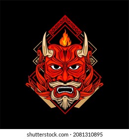 awesome japanese oni mask in cool background