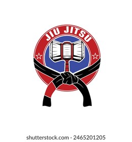 awesome jiu jitsu logo for a dashing look with a hammer in it