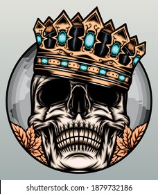 Awesome king skull illustration. Premium vector