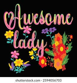 awesome lady t-shirt design illustration