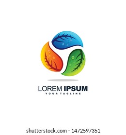 awesome leaf colorful logo design