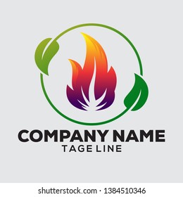 awesome leaf fire logo illustration
