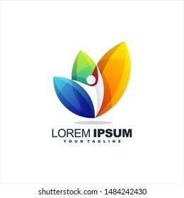 awesome leaf gradient logo design