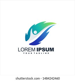awesome leaf gradient logo design