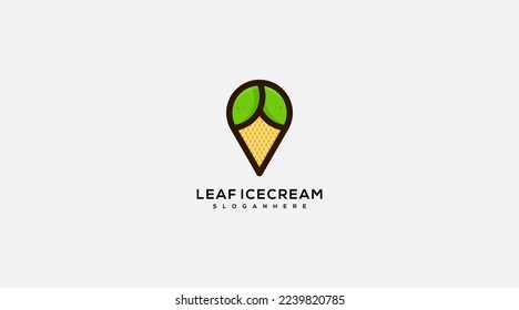 Plantilla vectorial de diseño de icono de logotipo de crema de hojas de hielo