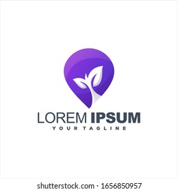 awesome leaves pin logo design
