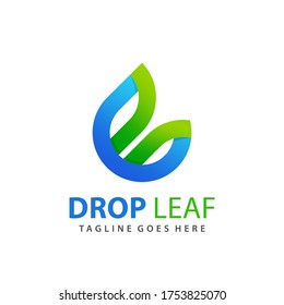 Awesome Letter B Drop and Leaf Logo Design Vector Illustration