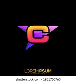 Awesome Letter C Arrow Premium Logo Vector