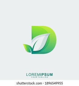 Logotipo Awesome Letter D Leaf Premium