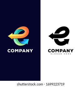 awesome letter E with arrow for business logo two version 