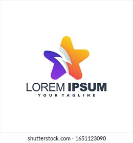 awesome lightning star logo design