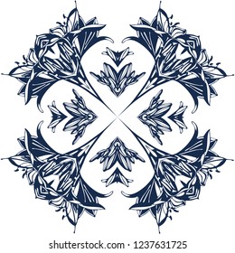 Awesome lily flowers frame. vector illustration, Hand drawn ink illustration