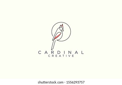 Awesome line art cardinal logo design vector