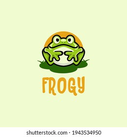 Awesome Line Art Frog Premium Logo Vector