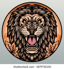 Awesome lion head. Premium vector