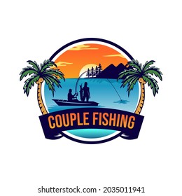 awesome logo design for your couple fishing