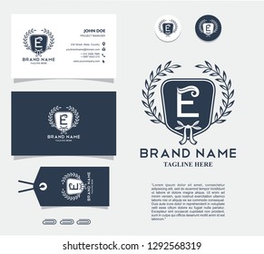 awesome logo E nature with elegant brand identity