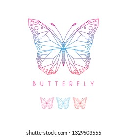 Awesome logo of fancy red,blue and pink line butterflies, logo illustrations can be used for digital and print