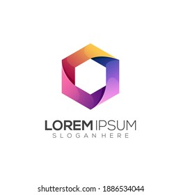 Awesome Logo Hexagon Colorful Gradient Vector Design