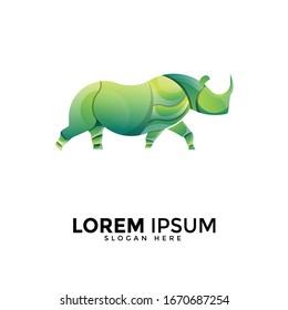 Awesome logo rhino with gradient color