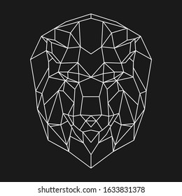 awesome low poly animal lion logo design with out line