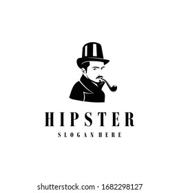 Awesome Man With Suit And Hat Contemporary Element Design Fashion Graphic Design Logo