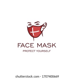 Awesome Mask Face Medical Logo Design Concept Illustration