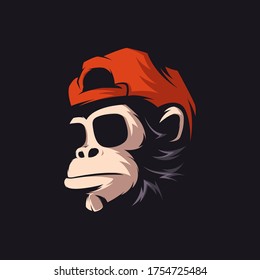 AWESOME MONKEY GLASSES LOGO MASCOT ILLUSTRATION