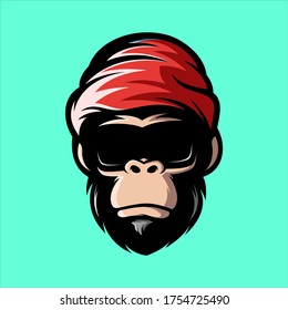 AWESOME MONKEY GLASSES LOGO MASCOT ILLUSTRATION