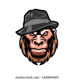 Awesome monkey with hat illustration design