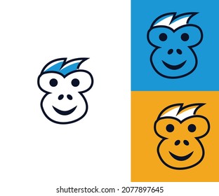 awesome monkey logo design vector