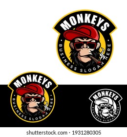 Awesome monkey logo vector illustration