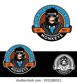 Awesome monkey logo vector illustration