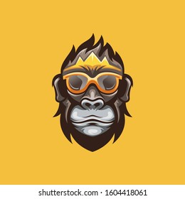 awesome monkey mascot logo, gorila king logo template